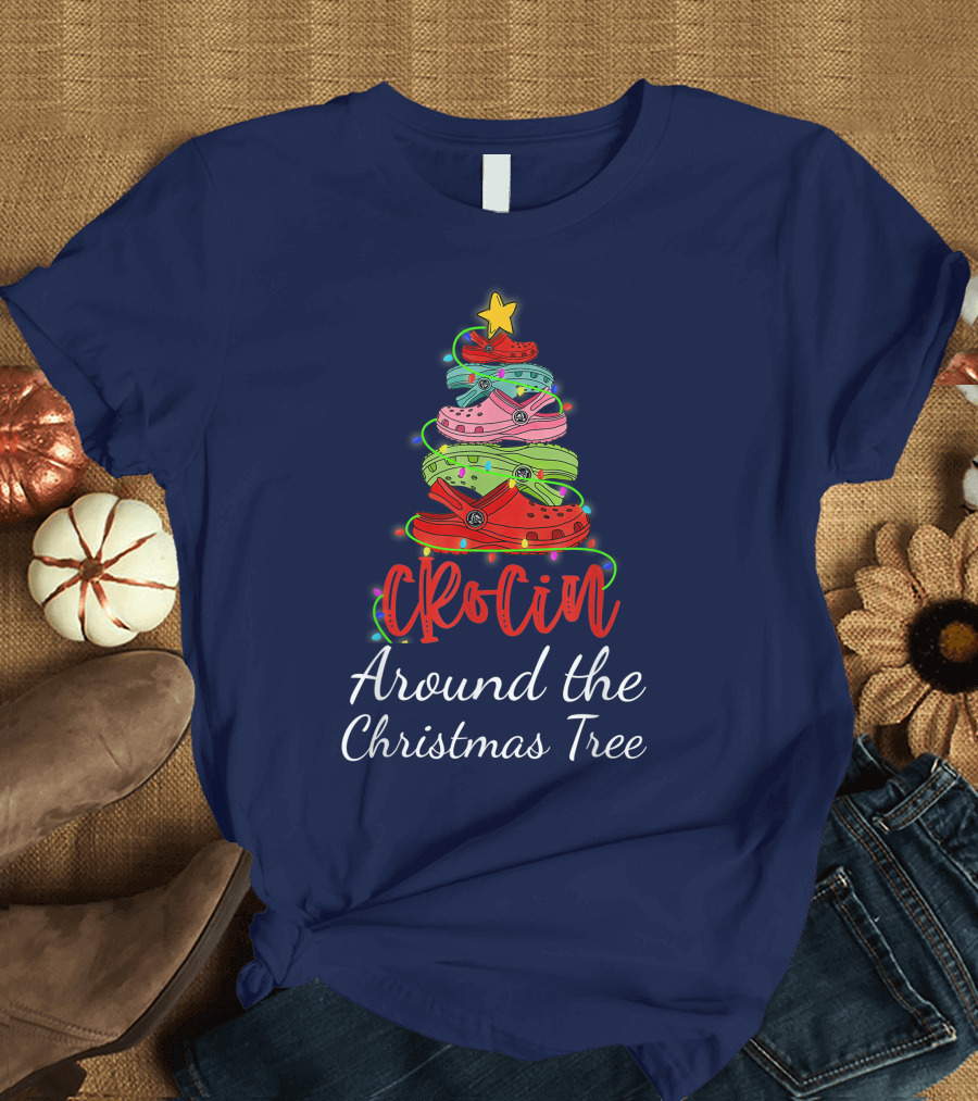 Crocin Around the Christmas Tree Holiday Footwear T-Shirt