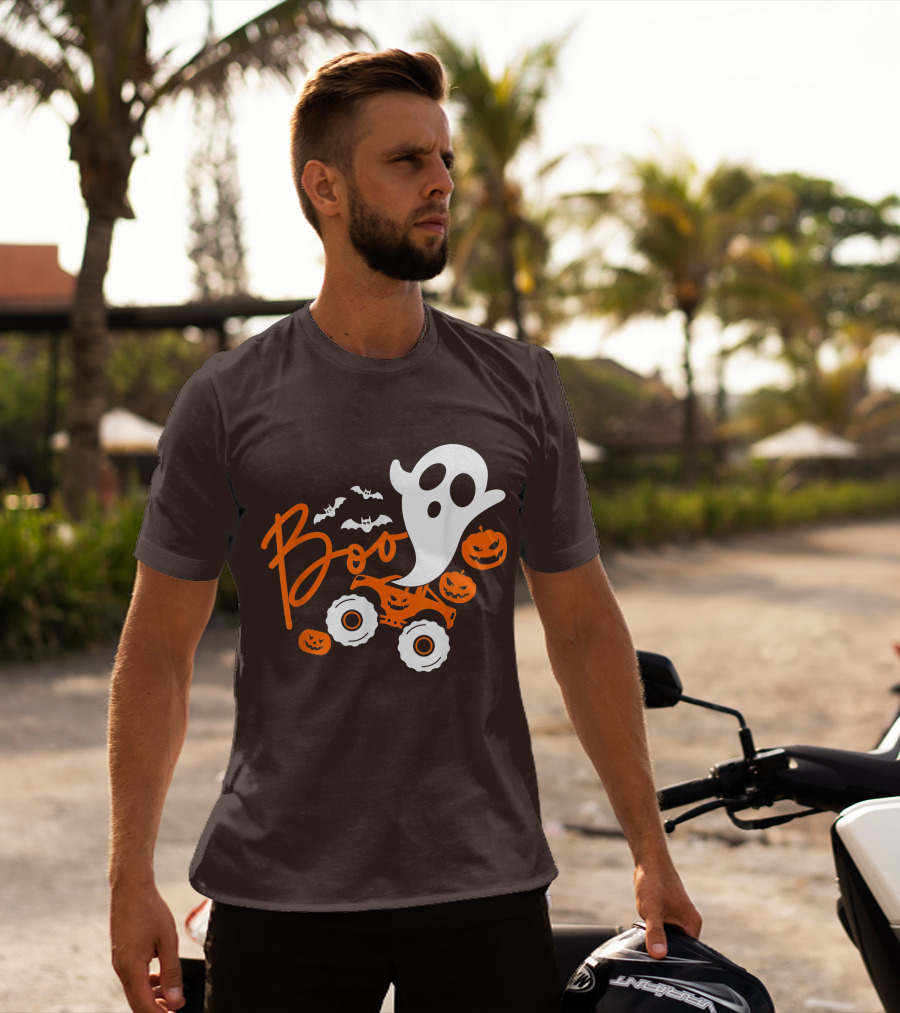 Boo Ghost Monster Truck Halloween Pumpkin Bats T-Shirt