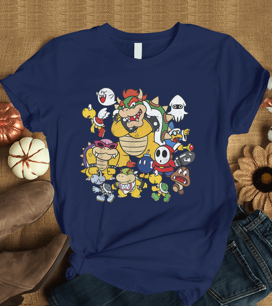 Super Mario Bowser and Classic Enemy Characters Group T-Shirt