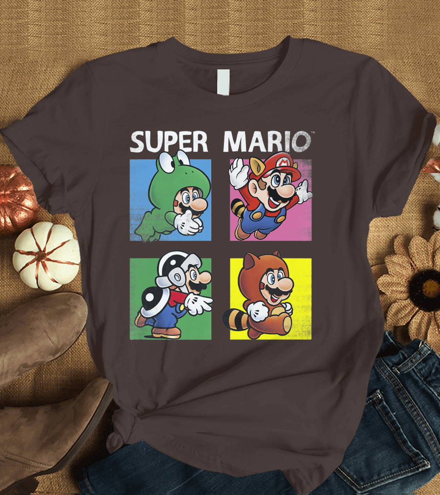 Super Mario Frog Tanooki Hammer Raccoon Costumes T-Shirt