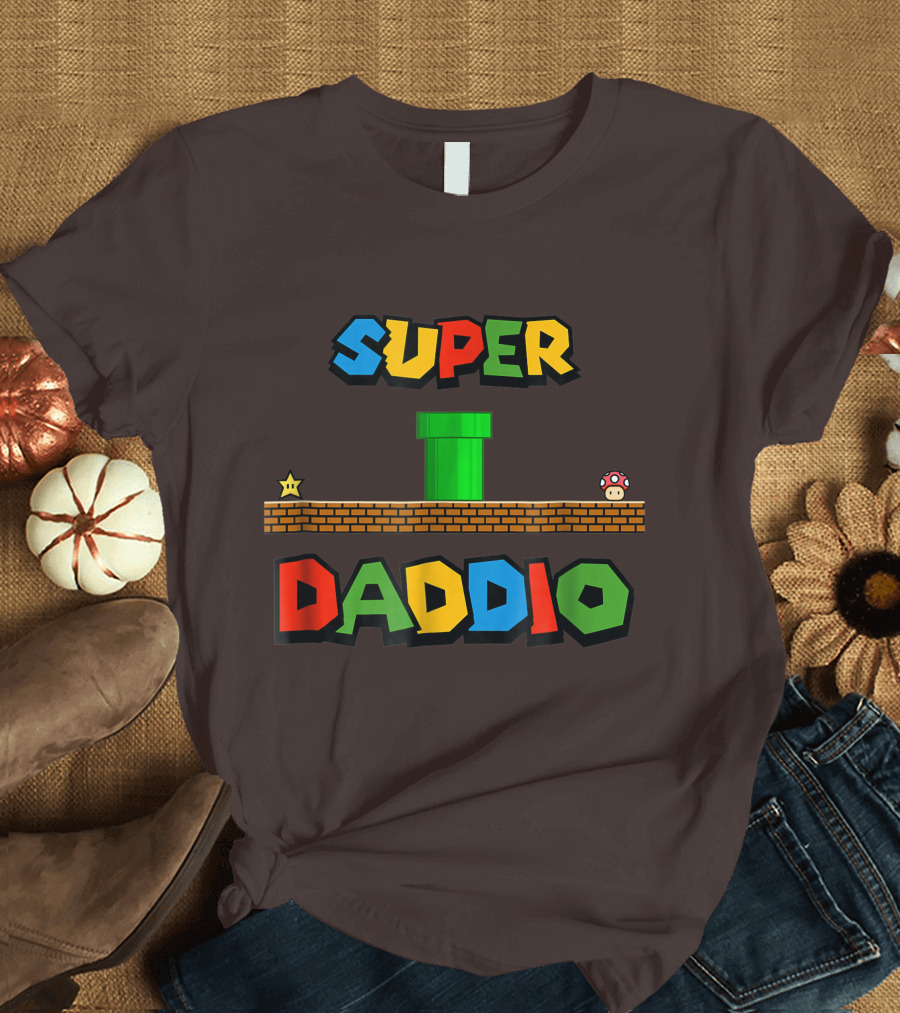 Nerdy Super Daddio Mario Pipe Star Mushroom T-Shirt