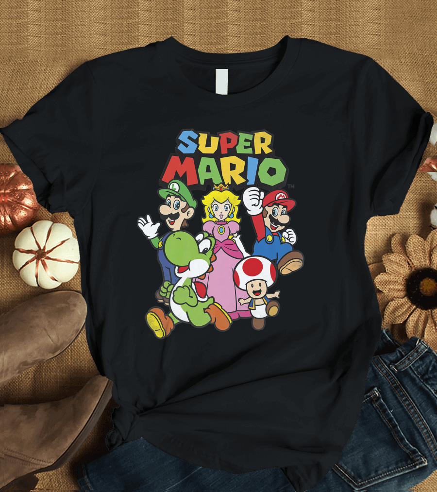 Super Mario Luigi Peach Yoshi Toad Heroes Group T-Shirt