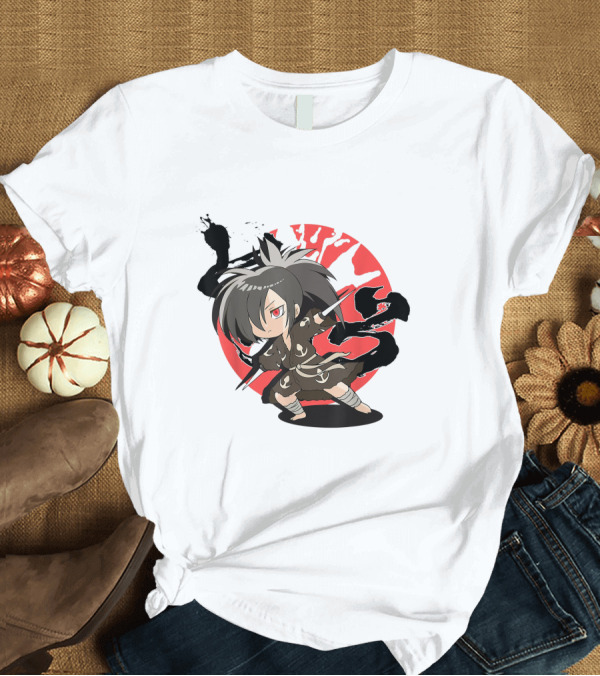 T-Shirt: Dororo Hyakkimaru Chibi Samurai Red Sunburst Anime T-Shirt Dororo Hyakkimaru Chibi Samurai Red Sunburst Anime T-Shirt