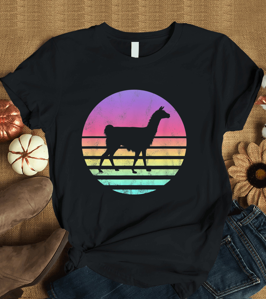 Classic Llama Retro Sunset T-Shirt