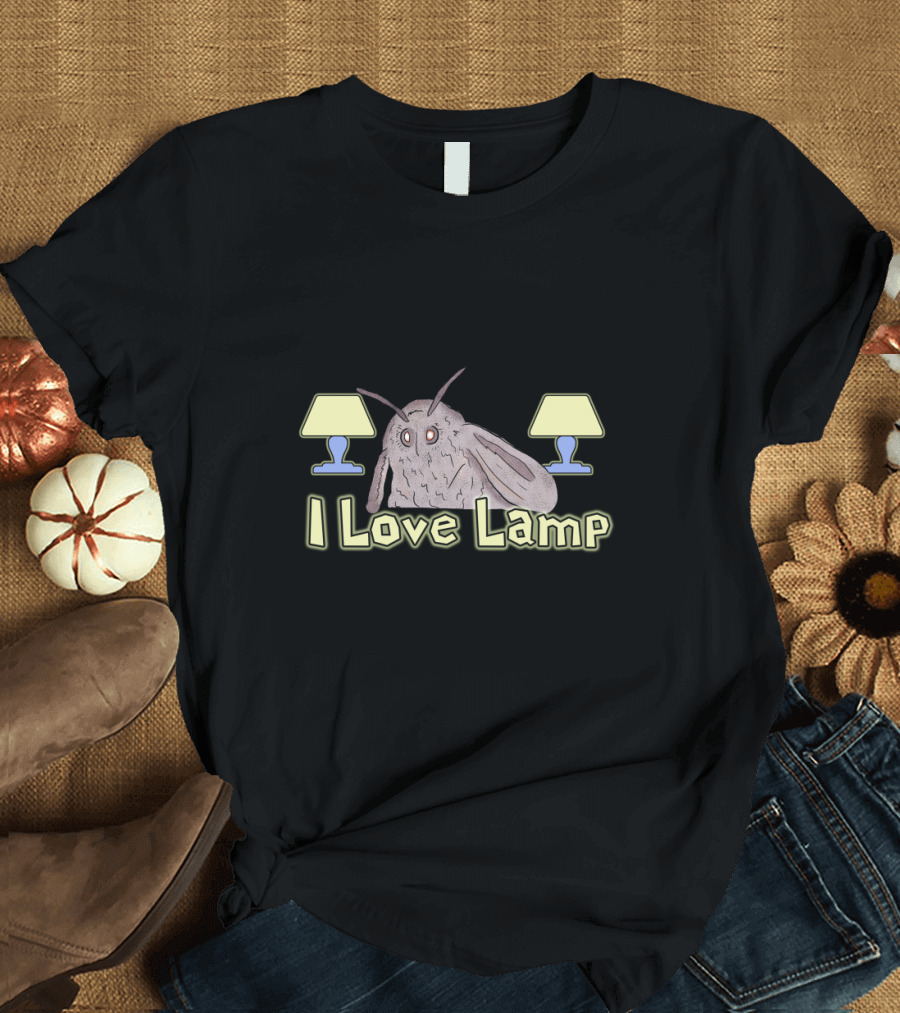 I Love Lamp Meme Moth Surrounded by Two Lamps T-Shirt