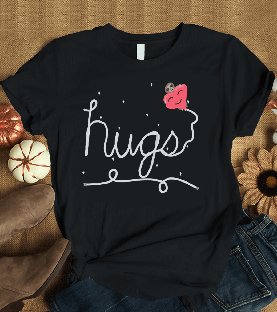 Sloth Balloon Hugs with Heart and Stars T-Shirt