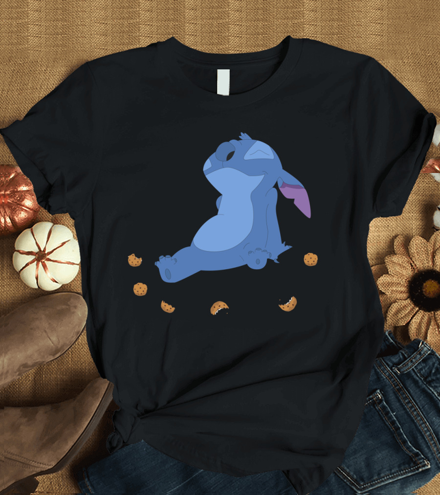 Lilo and Stitch Cookie Time Relaxing Stitch Surrounded by Cookies T-Shirt
