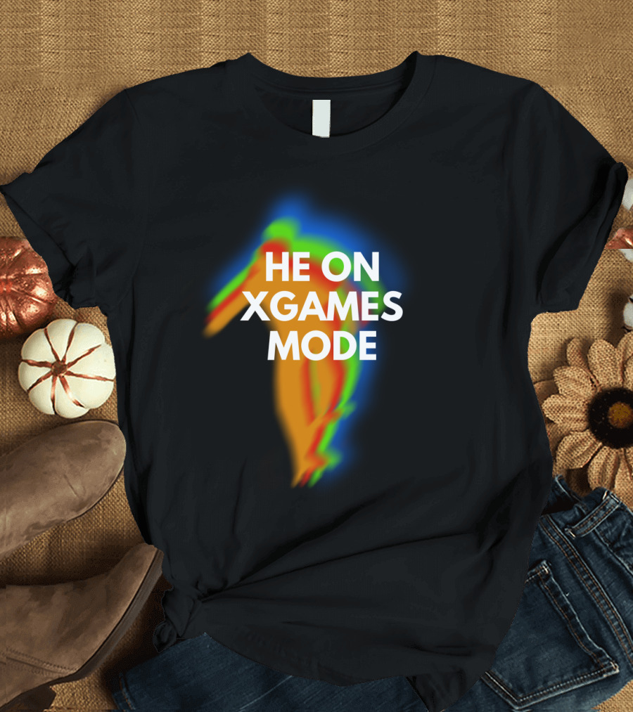 He On Xgames Mode Colorful Blur Text T-Shirt