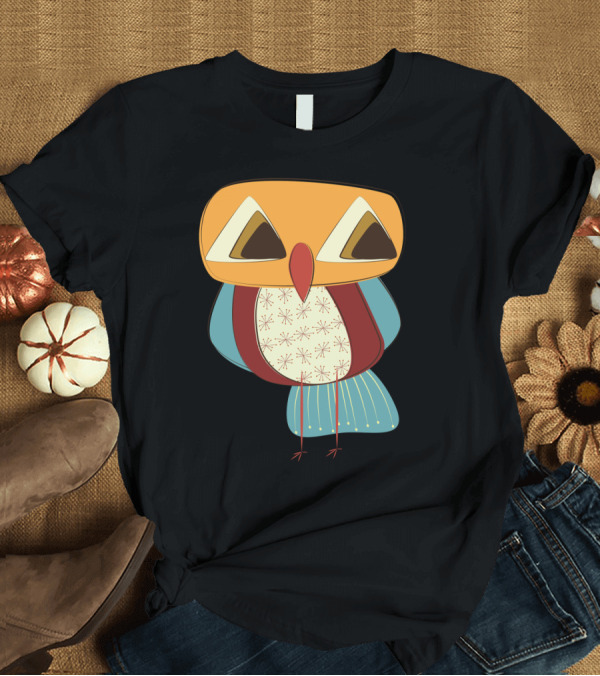 T-Shirt: Sad Owl Geometric Retro T-Shirt Sad Owl Geometric Retro T-Shirt