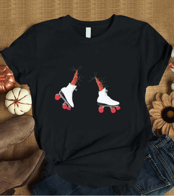 T-Shirt: Roller Skates Shrimps with White Boots and Red Wheels T-Shirt Roller Skates Shrimps with White Boots and Red Wheels T-Shirt