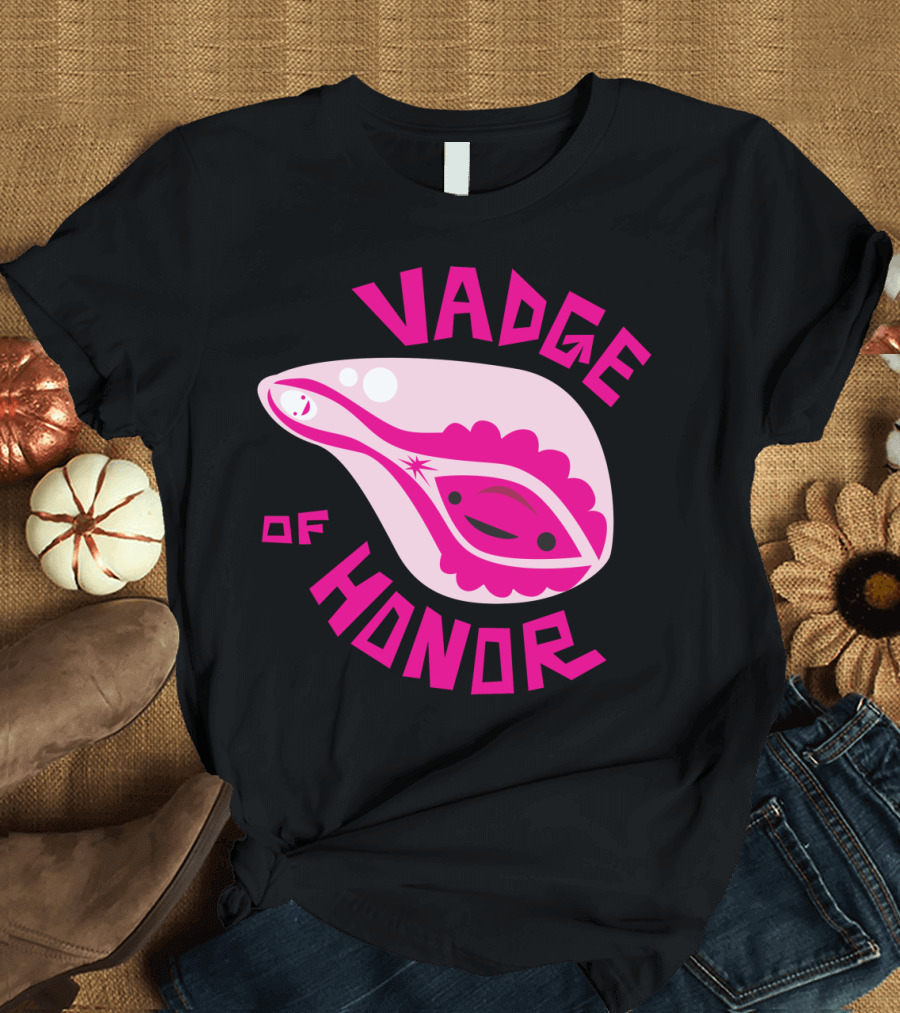 Vadge of Honor Pink and Black Bold Design with Feminine Symbolism T-Shirt