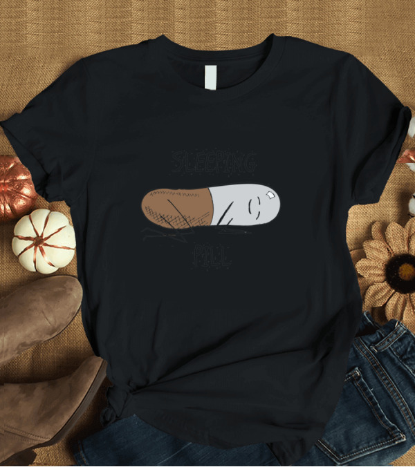 T-Shirt: Sleeping Pill Cute Cartoon Capsule with Sleeping Face T-Shirt Sleeping Pill Cute Cartoon Capsule with Sleeping Face T-Shirt