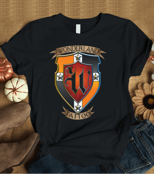 T-Shirt: Wonderland Tattoo Shield with Stylized W Emblem and Stars T-Shirt Wonderland Tattoo Shield with Stylized W Emblem and Stars T-Shirt