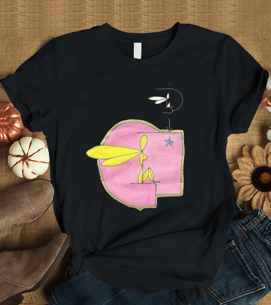 Flyin Maat Peach Abstract Figure with Star and Wings T-Shirt