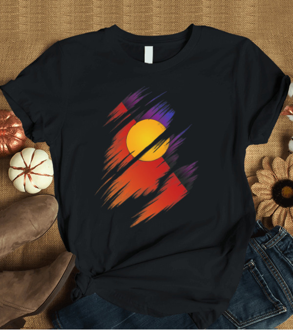 T-Shirt: Indigenous Australian Flag Symbolism with Sun Motif and Brush Strokes T-Shirt Indigenous Australian Flag Symbolism with Sun Motif and Brush Strokes T-Shirt