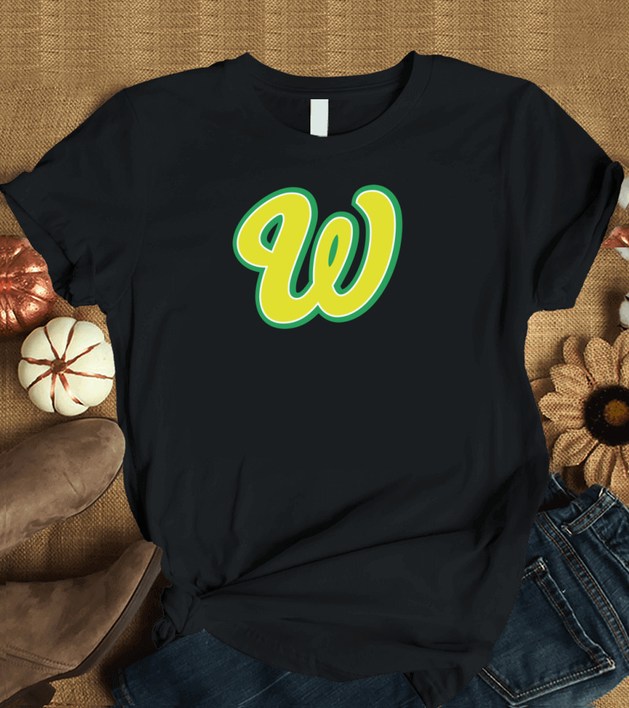 West Austin Towers Iconic Retro Style W in Bright Yellow and Green T-Shirt