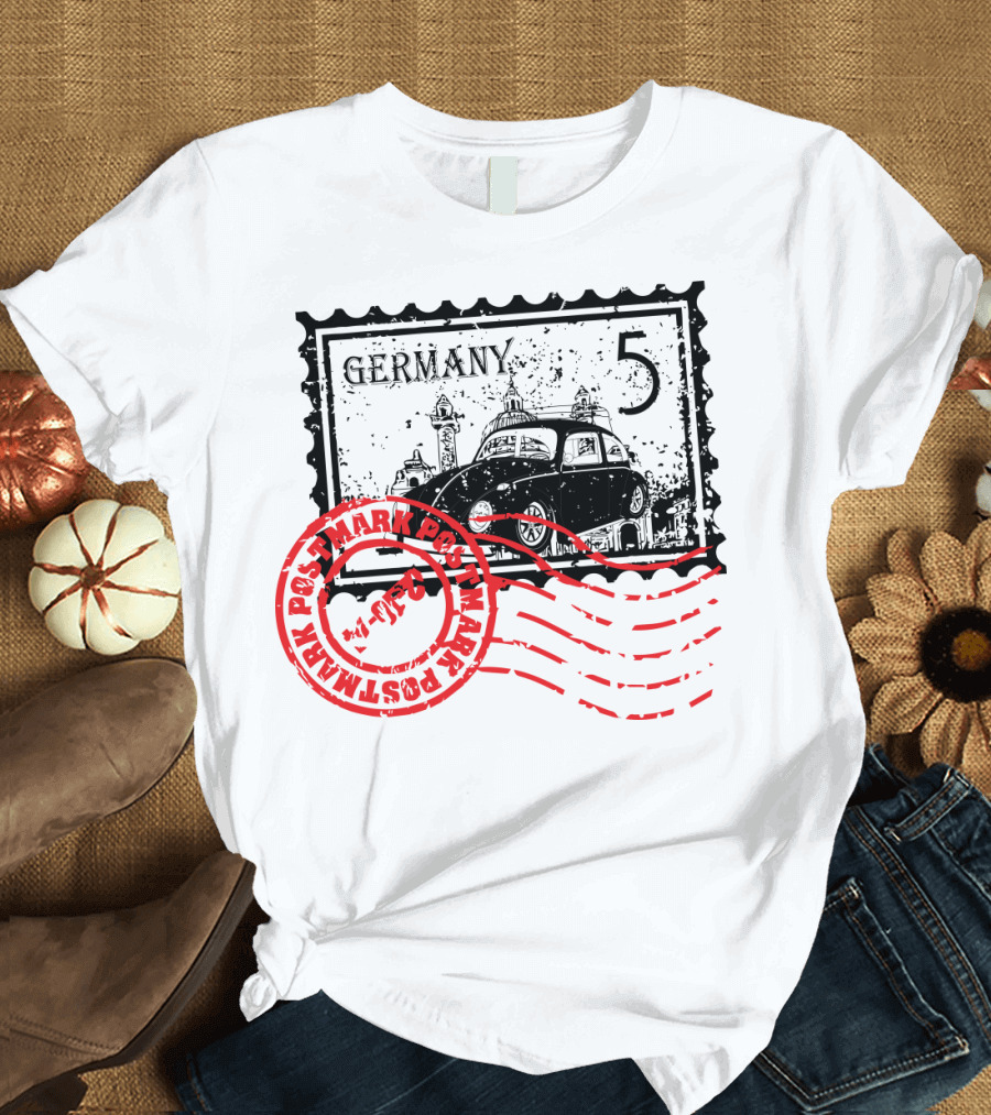 Germany Vintage VW Bug Postage Stamp with Postmark T-Shirt