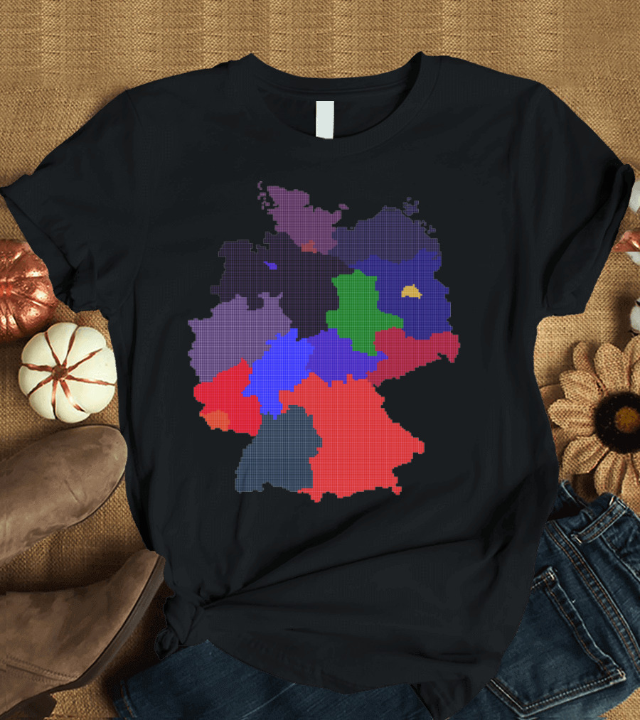 Germany Pixelated Map Colorful Regions T-Shirt