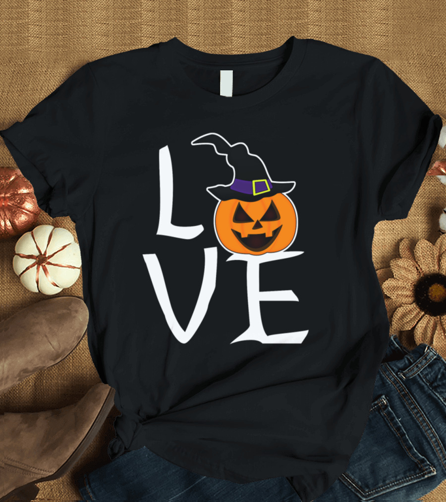Halloween Pumpkin Love with Witch Hat Iconic T-Shirt