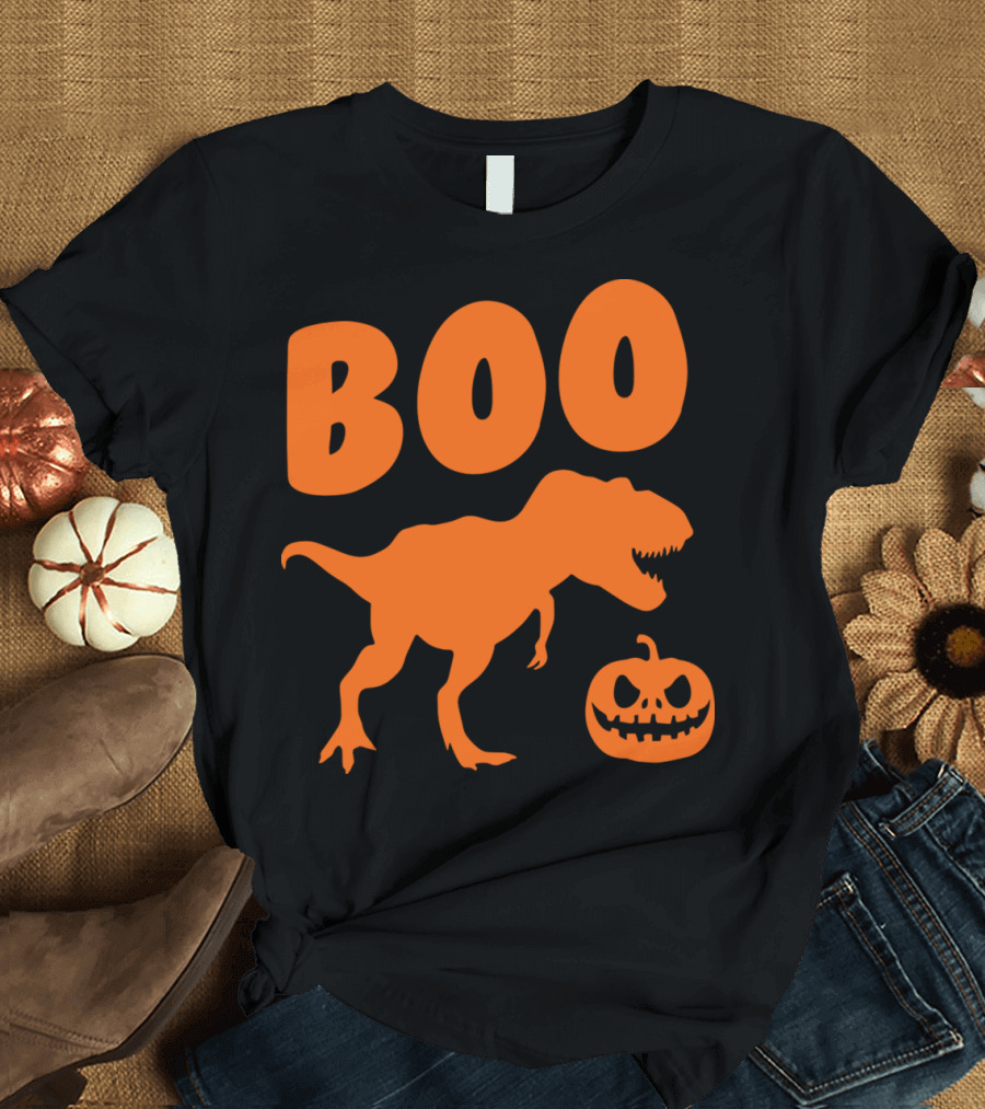 BOO T-Rex Pumpkin Halloween T-Shirt