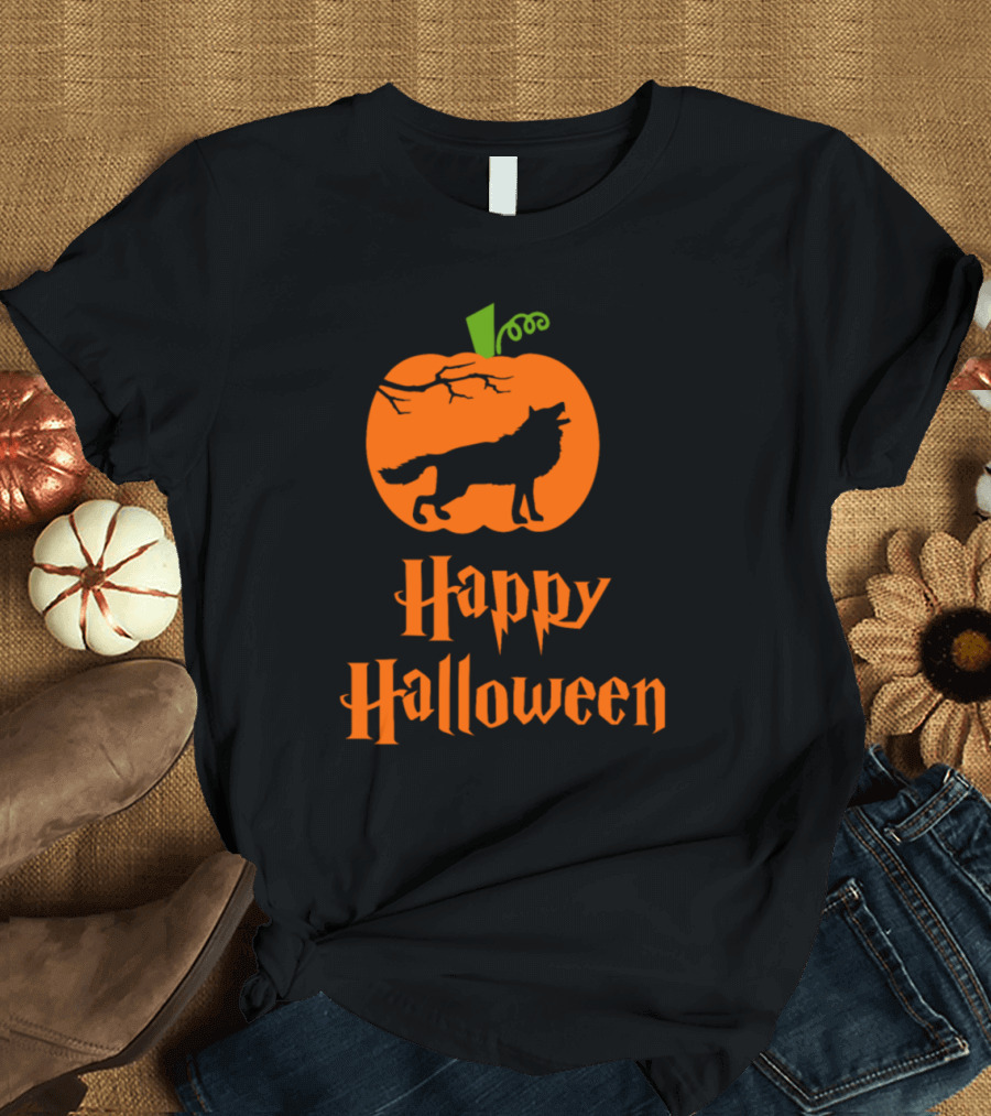 Happy Halloween Pumpkin Wolf T-Shirt