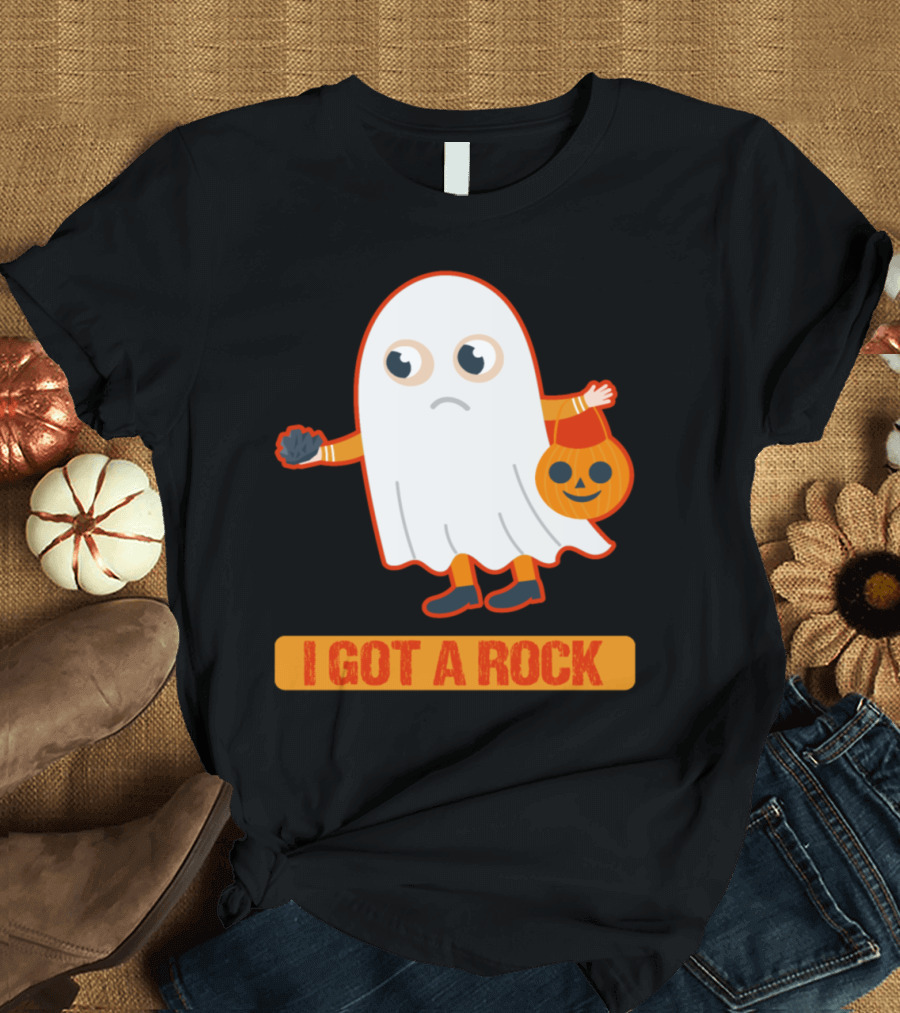 I Got A Rock Funny Ghost Trick Or Treat Halloween Pumpkin Bag T-Shirt