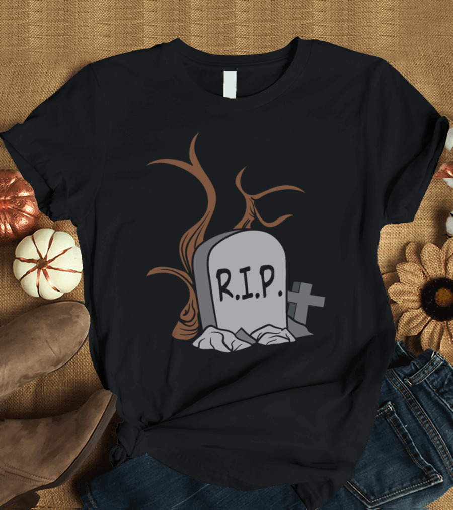 Halloween Horror Monster Zombie Scary R.I.P. Grave Stone T-Shirt