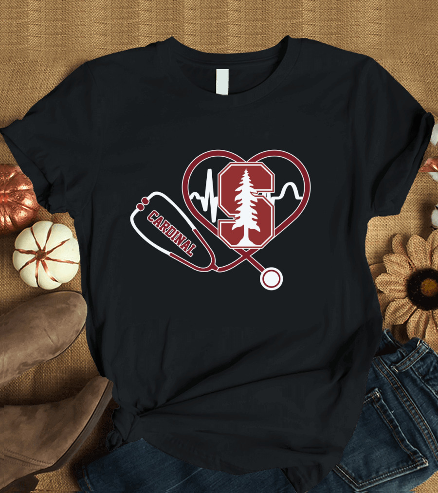 Stanford Cardinal Medical Stethoscope Heartbeat T-Shirt