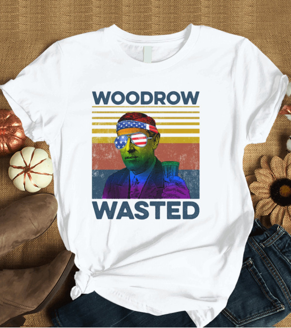 T-Shirt: Woodrow Wasted American Flag Sunglasses Beer T-Shirt Woodrow Wasted American Flag Sunglasses Beer T-Shirt