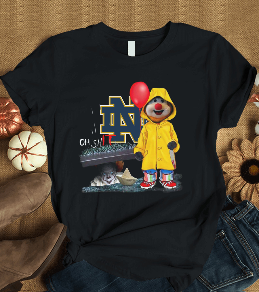 Notre Dame Fighting IrishDs Pennywise Clown Mashup Oh Shit Balloon T-Shirt