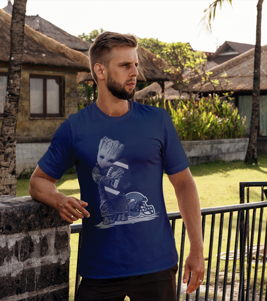 Seattle Seahawks Groot Holding Football With Helmet T-Shirt