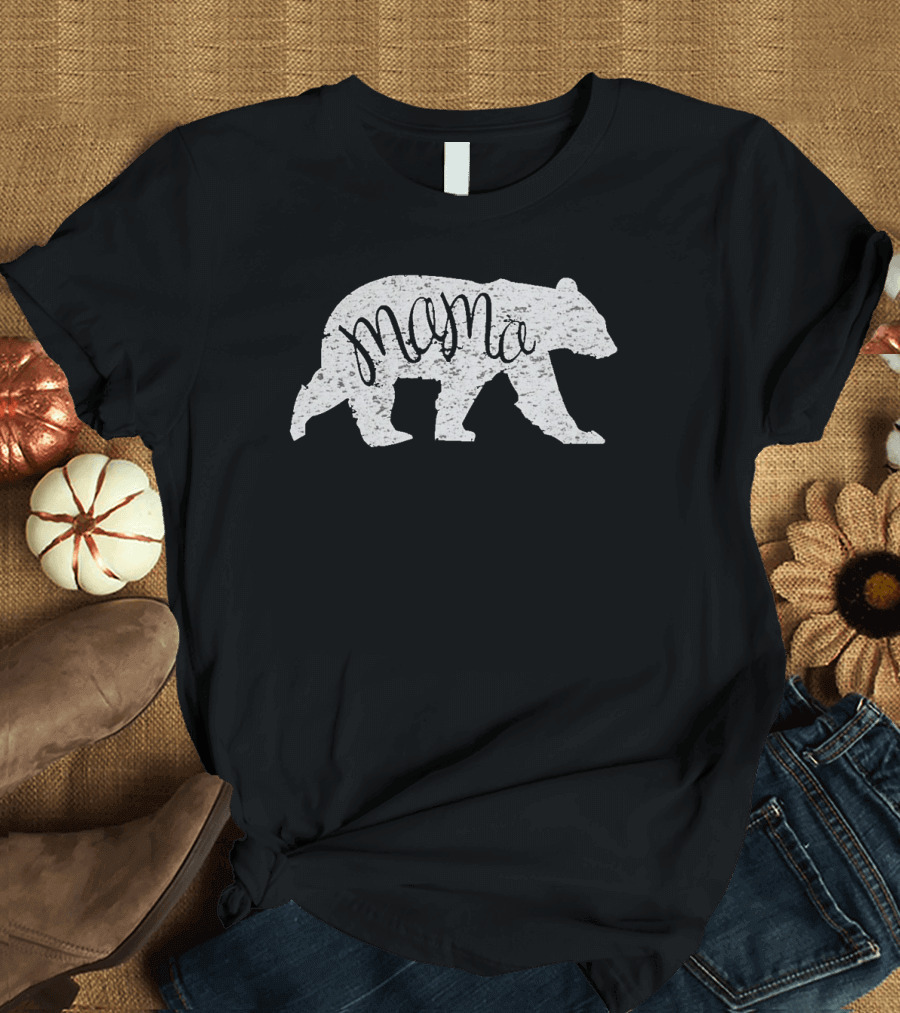 Mama Bear Silhouette with Script Typography T-Shirt