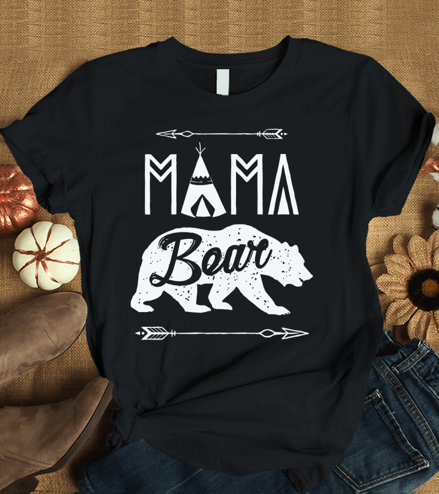 Mama Bear Family Matching Couple Teepee Arrow T-Shirt