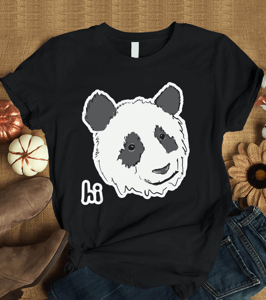 Hi Lazy Friend Panda Face T-Shirt