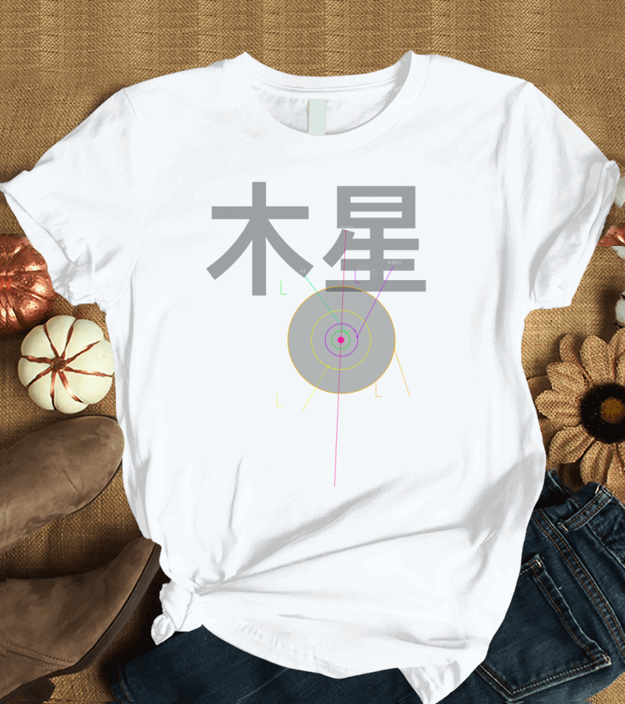Galileo Magnifico Jupiter Moons Orbit Diagram in Japanese Text T-Shirt