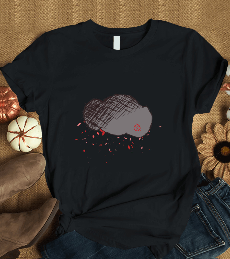 Stormcloud Sketch with Red Debris and Circle T-Shirt