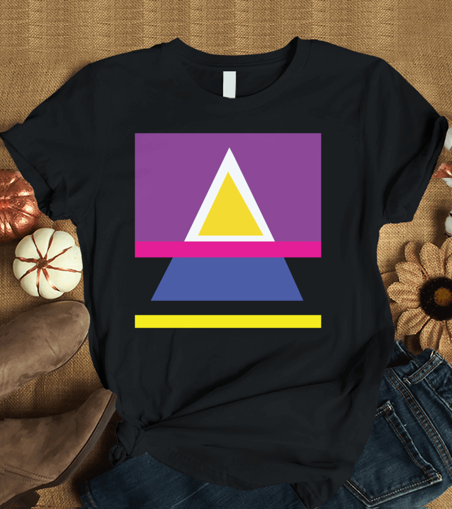 Colorful Geometric Triangle Dalliance with Purple Yellow Blue and Pink Shapes T-Shirt