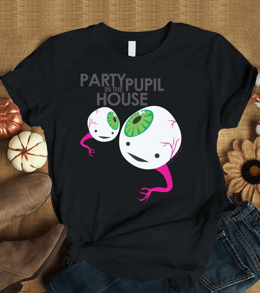 Eyeball Party Pupil in the House Floating Green Eye Creatures T-Shirt