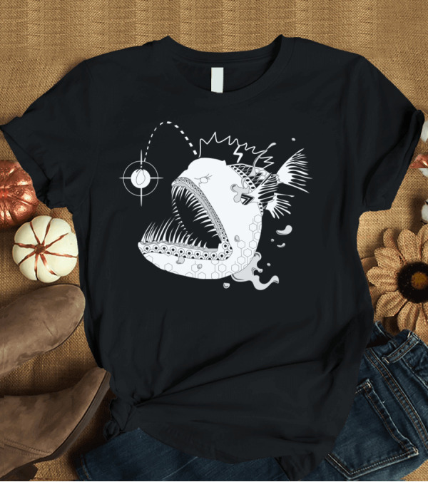 T-Shirt: Punk Angler Fish with Mohawk and Geometric T-Shirt Punk Angler Fish with Mohawk and Geometric T-Shirt