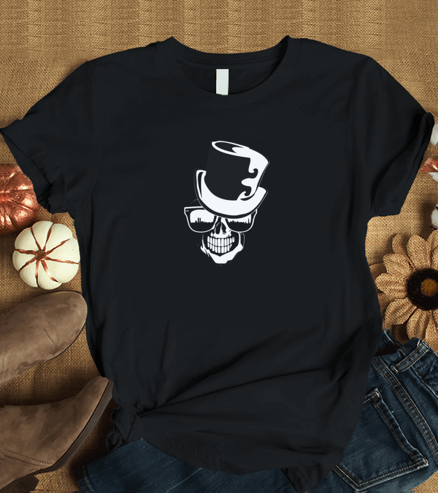 Steampunk Skull with Top Hat and Sunglasses City T-Shirt