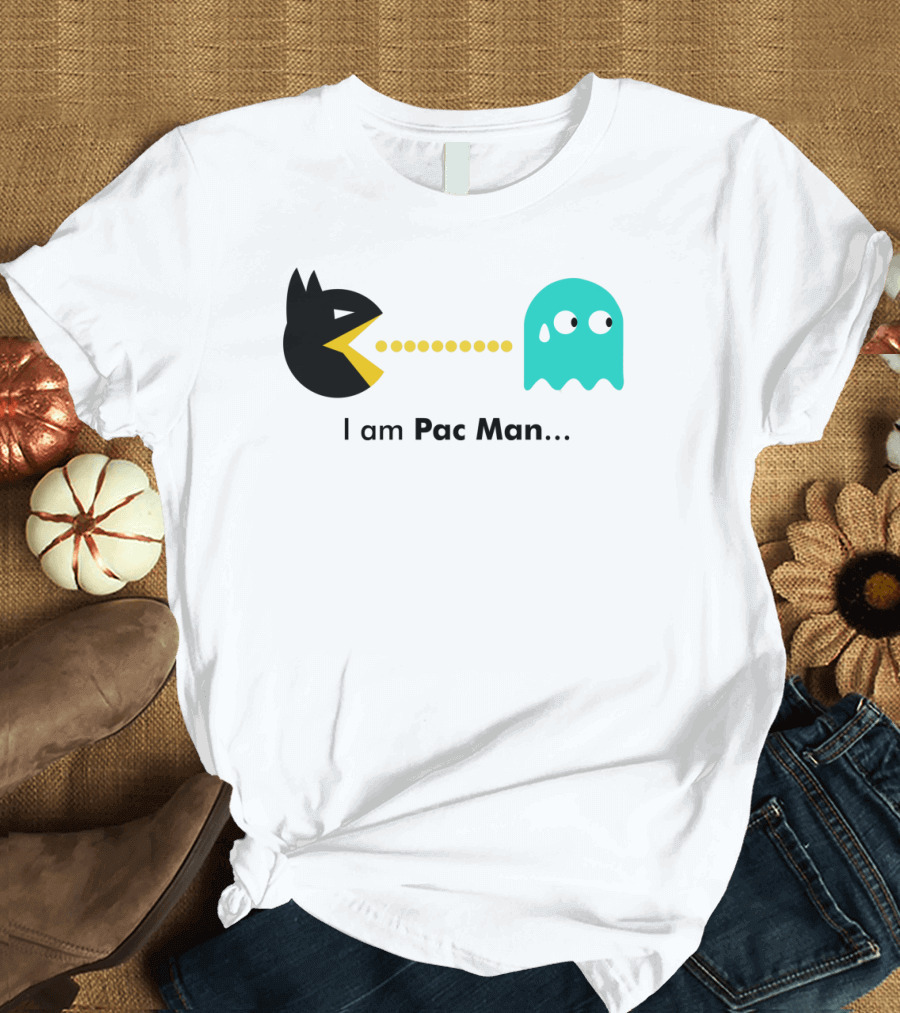 I Am Pac Man Batman Ghost Humorous Gaming Crossover T-Shirt