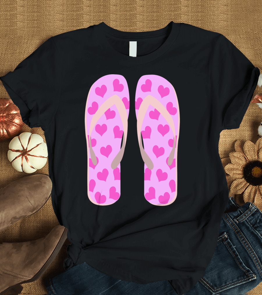 Flip Flops Pink Heart T-Shirt