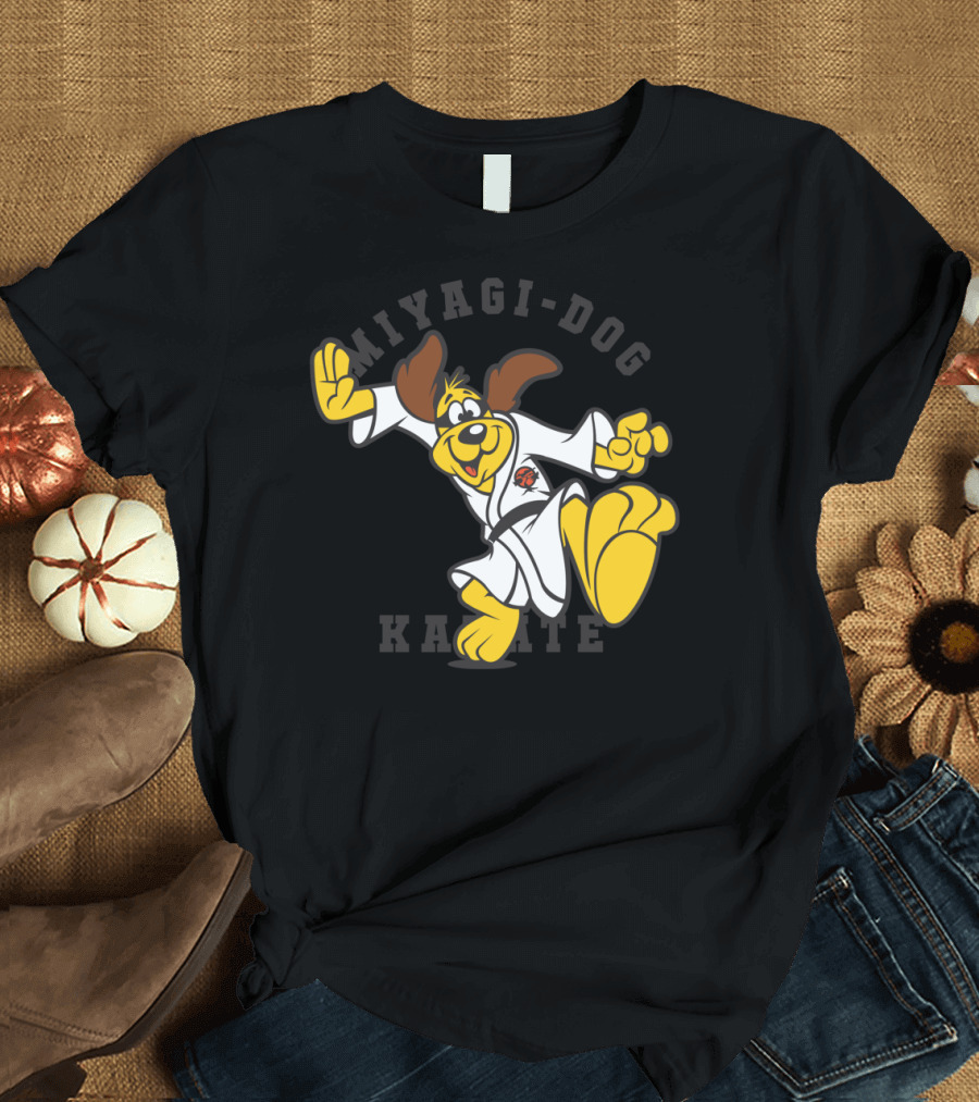 Miyagi-Dog Karate Puppy in Gi with Martial Arts Pose T-Shirt