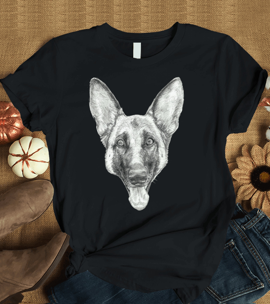 Cleo the German Shepherd Sketch Art Drawing T-Shirt