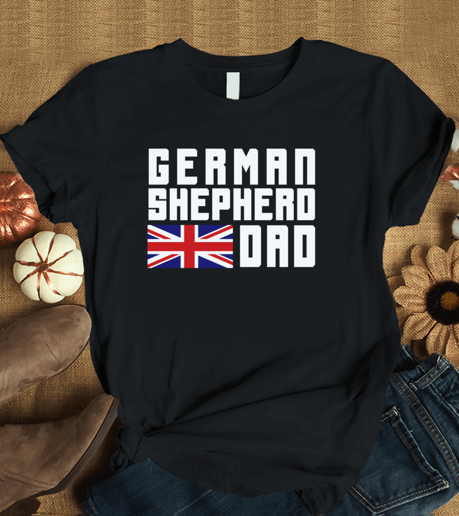 German Shepherd Dad with UK Flag T-Shirt