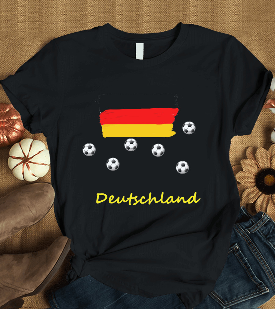 Germany Soccer Flag with Deutschland Text and Soccer Balls T-Shirt