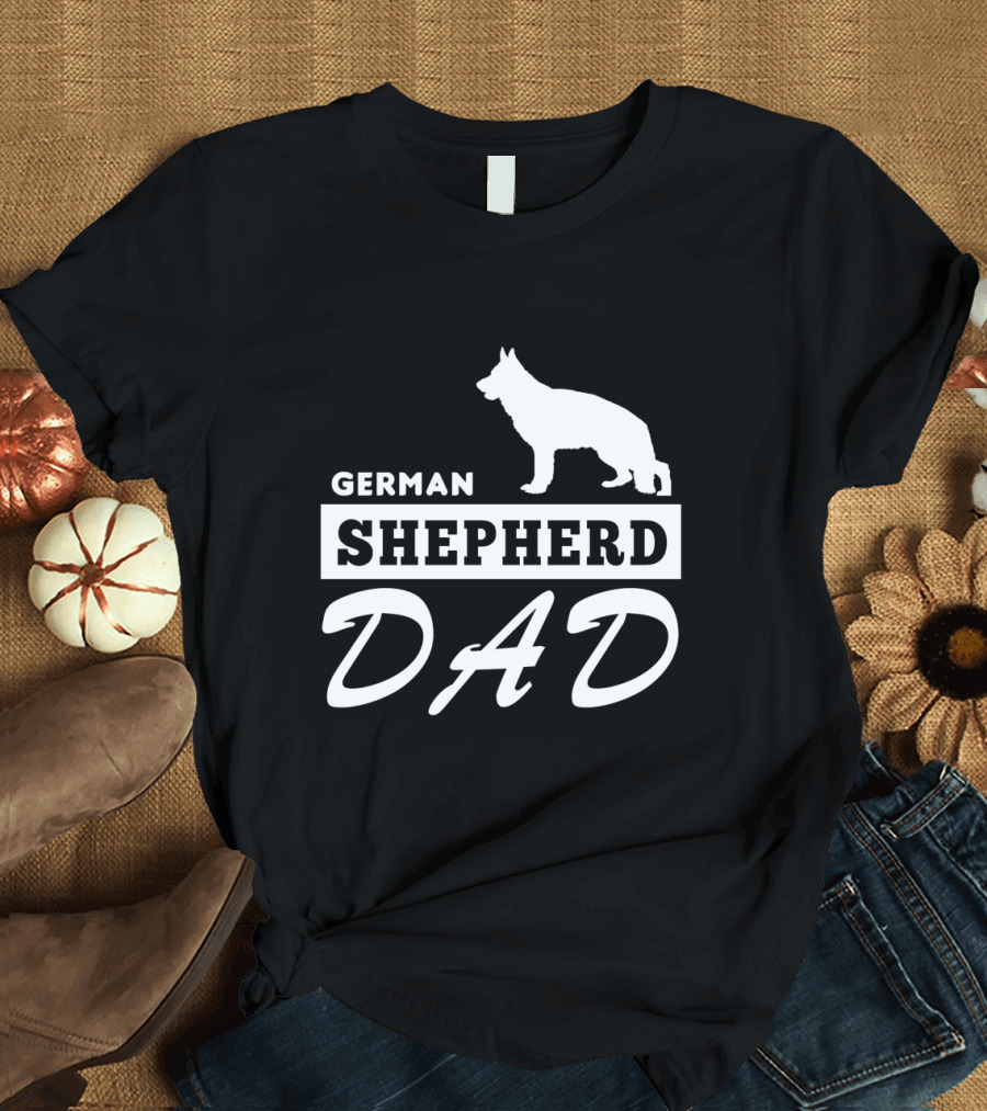 German Shepherd Dad Silhouette Graphic with Text T-Shirt