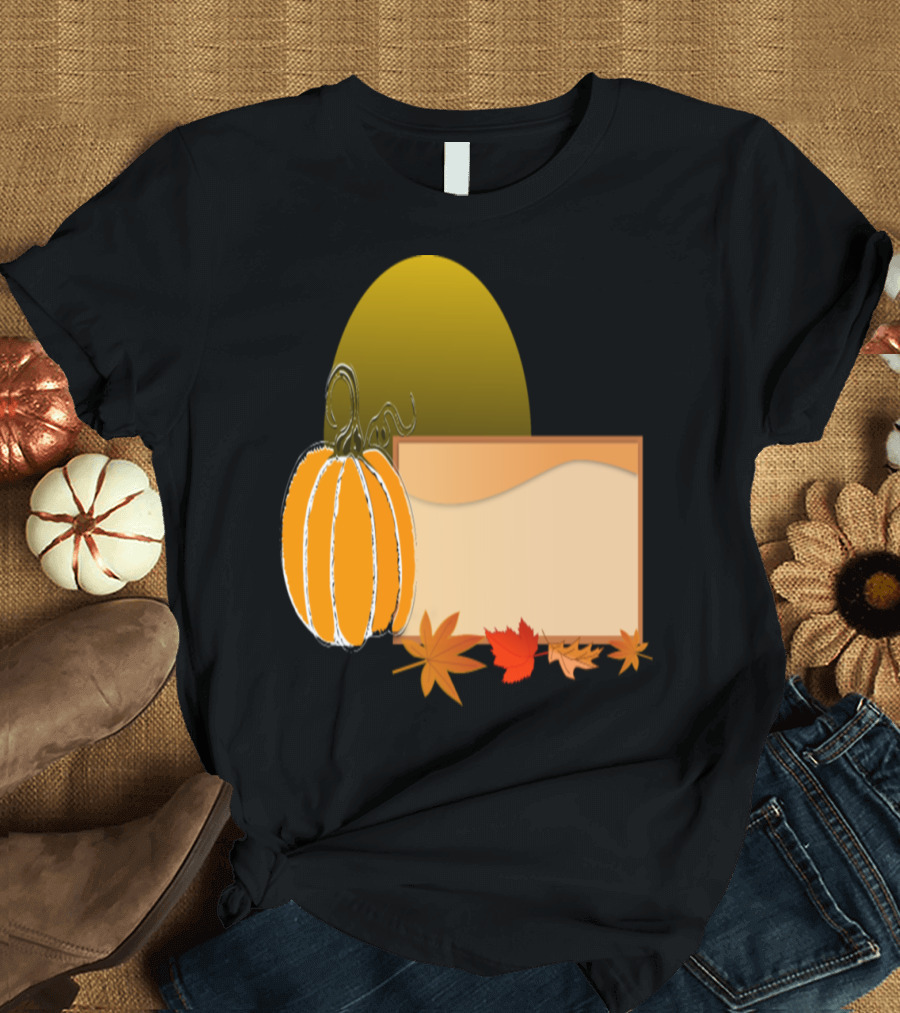 Pumpkin Autumn Leaves Signage Banner T-Shirt