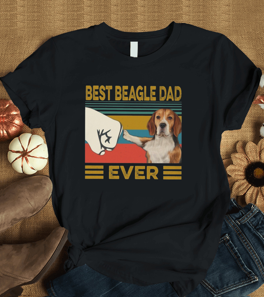 Best Beagle Dad Ever Retro Fist Bump with Beagle T-Shirt