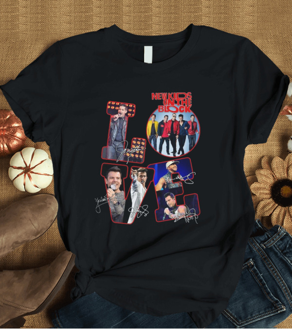 T-Shirt: LOVE New Kids On The Block Signatures Group Photo Collection T-Shirt LOVE New Kids On The Block Signatures Group Photo Collection T-Shirt